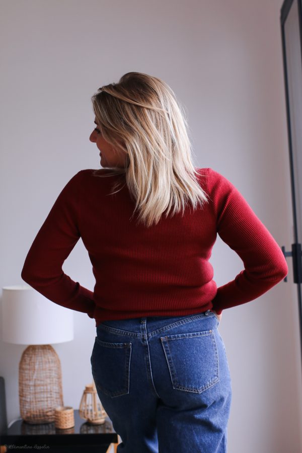Pull Berthie rouge bordeaux – Image 3
