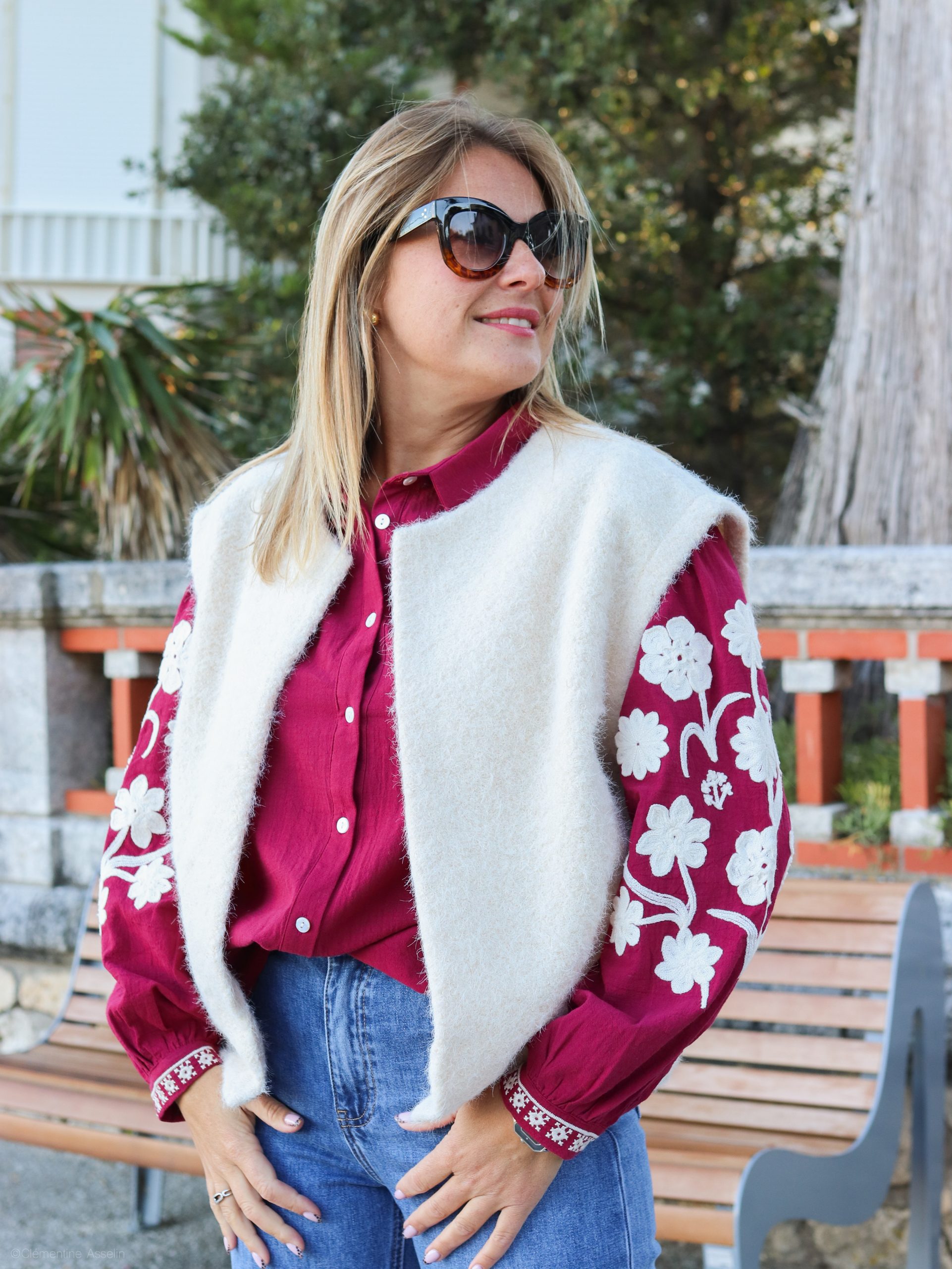 Chemise Carole rouge bordeaux