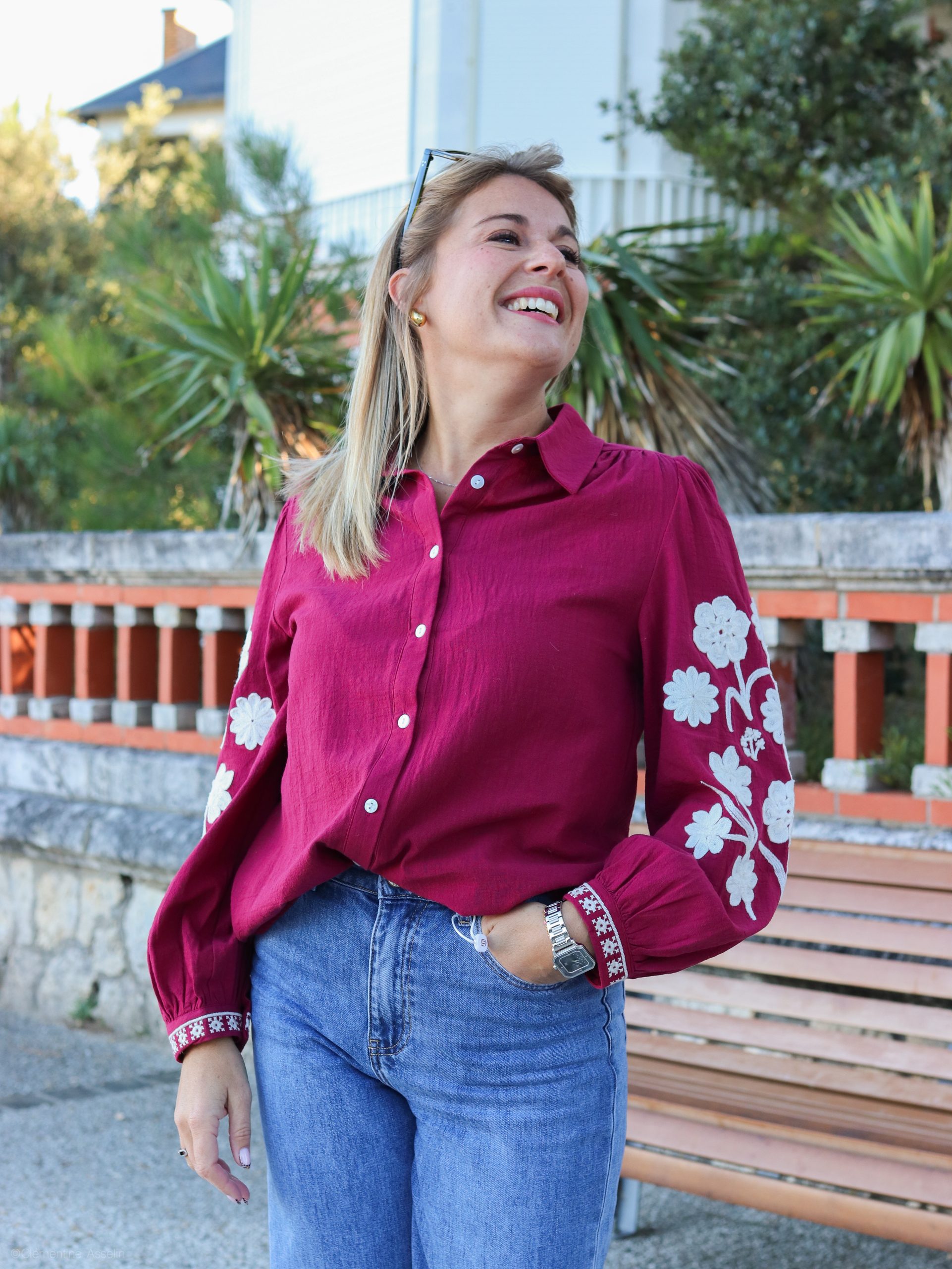 Chemise Carole rouge bordeaux – Image 3